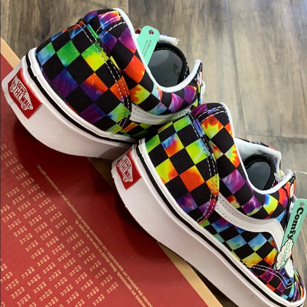 •VANS COMFYCUSH OLD SKOOL Tie-Dye CHECKERBOARD Mens - Picture 8 of 16
